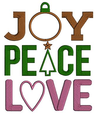 Joy Peace Love Christmas Applique Machine Embroidery Design Digitized Pattern