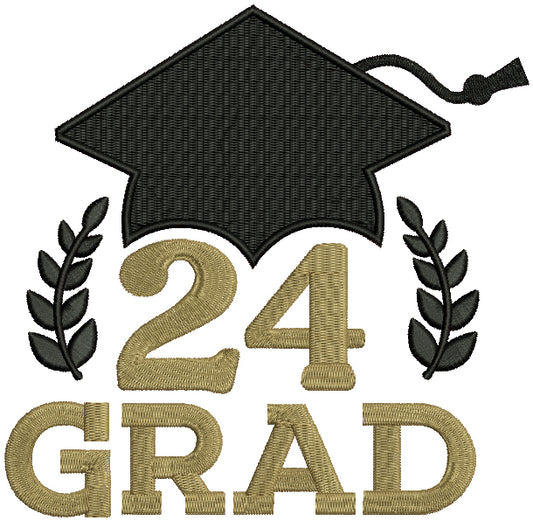 24 Grad Hat School Filled Machine Embroidery Design Digitized Pattern