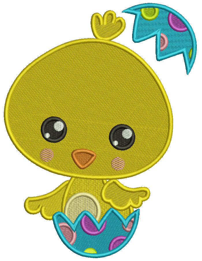 Baby Chick Hatching From The Egg Easter Filled Machine Embroidery Design Digitized Pattern