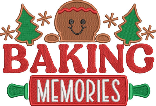 Baking Memories Gingerbread Man And Trees Christmas Filled Machine Embroidery Design Digitized Pattern
