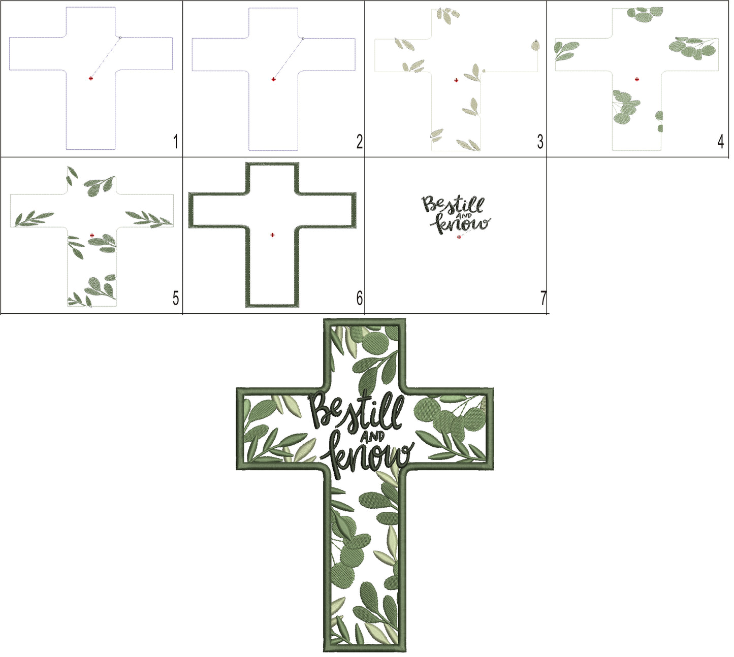 Be Still and Know Cross Applique Machine Embroidery Design – Christian Religious Bible Verse Applique Pattern