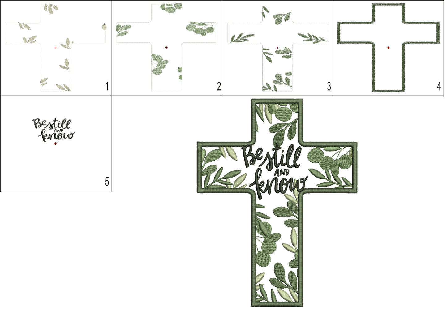 Be Still and Know Cross Machine Embroidery Design – Christian Bible Verse Religious Filled Pattern