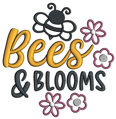 Bees and Blooms Flowers Applique Machine Embroidery Design Digitized Pattern