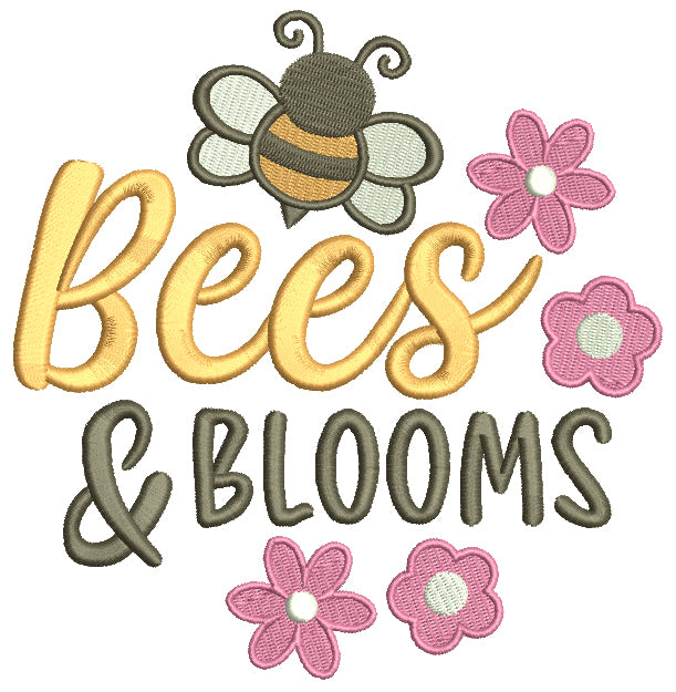 Bees & Blooms Flowers Filled Machine Embroidery Design Digitized Pattern