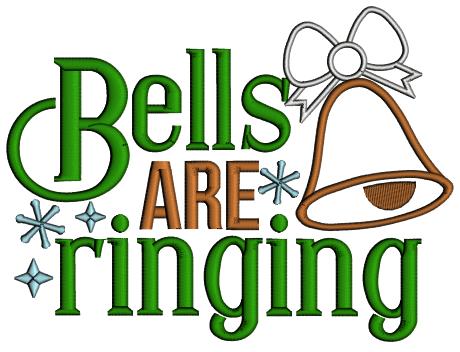 Bells Are Ringing Christmas Applique Machine Embroidery Design Digitized Pattern