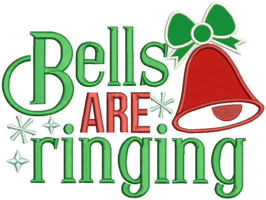 Bells Are Ringing Christmas Applique Machine Embroidery Design Digitized Pattern