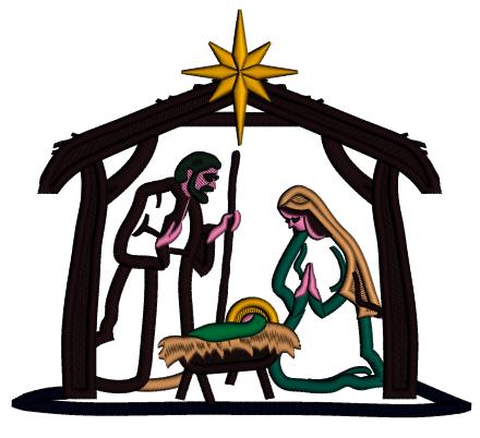 Birth Of Christ Christmas Applique Machine Embroidery Design Digitized Pattern