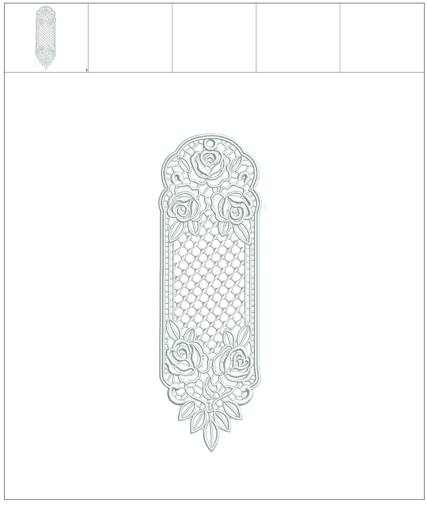 Free-Standing Lace (FSL) Bookmark With Roses Machine Embroidery Design Digitized Pattern
