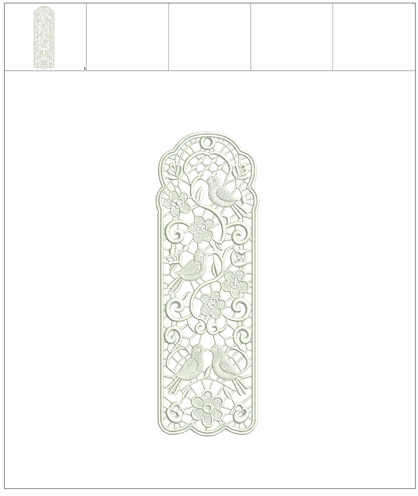 Free-Standing Lace (FSL) Bookmark With Birds And Flowers Machine Embroidery Design Digitized Pattern