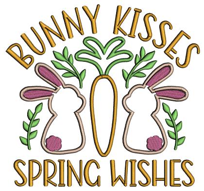 Bunny Kisses Spring Wishes Easter Bunny Applique Machine Embroidery Design Digitized Pattern