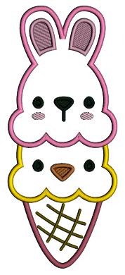 Bunny and Chick Easter Ice Cream Applique Machine Embroidery Design Digitized Pattern