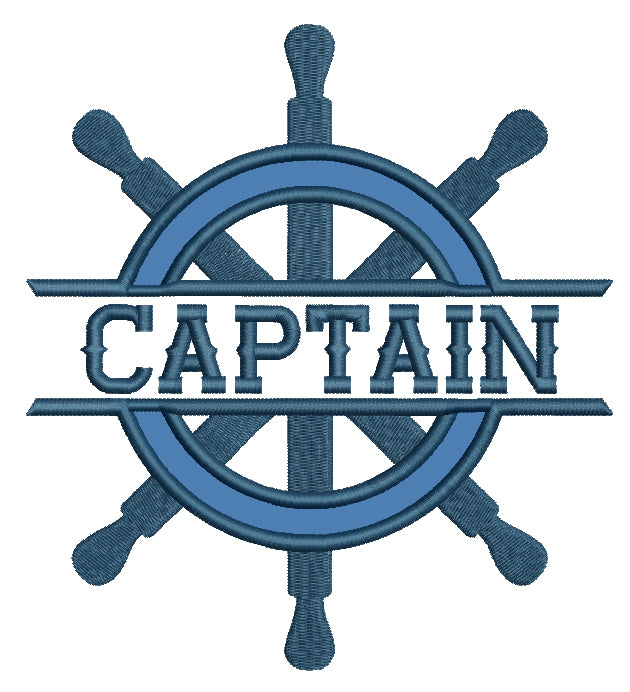 Captain Ship's Wheel Marine Applique Machine Embroidery Design Digitized Pattern