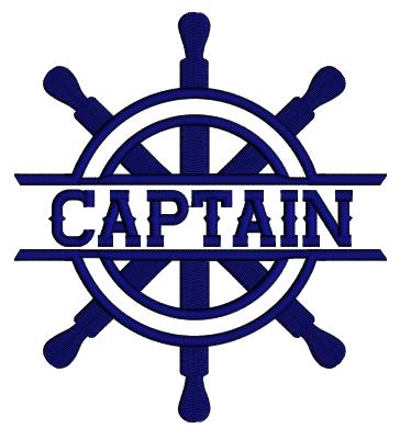 Captain Ship's Wheel Marine Applique Machine Embroidery Design Digitized Pattern