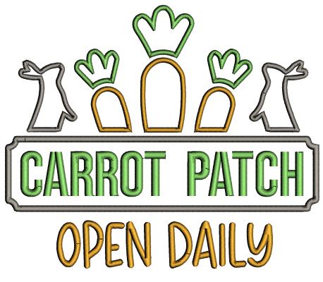 Carrot Patch Open Daily Easter Bunnies Applique Machine Embroidery Design Digitized Pattern