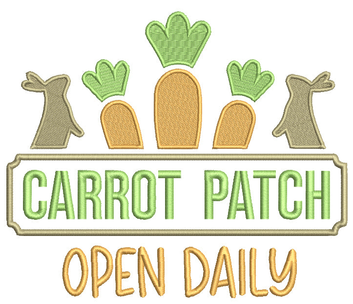 Carrot Patch Open Daily Easter Bunnies Filled Machine Embroidery Design Digitized Pattern