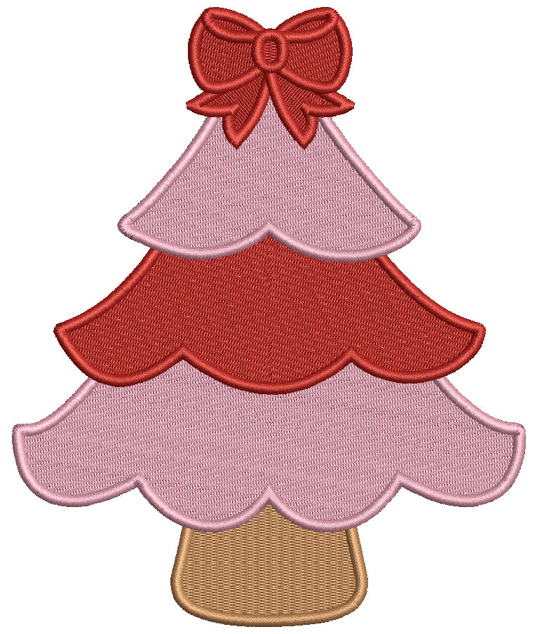 Christmas Tree With Hair Bow Valentine's Day Love Filled Machine Embroidery Design Digitized Pattern