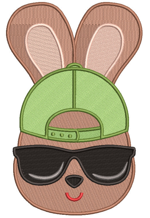 Cool Eastern Bunny Wearing Baseball Hat Filled Machine Embroidery Design Digitized Pattern