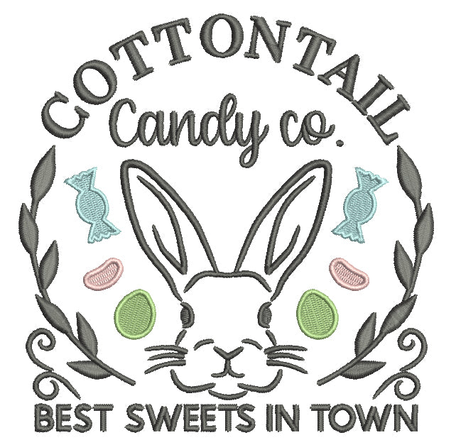 Cottontail Candy Co. Best Sweets In Town Easter Bunny Filled Machine Embroidery Design Digitized Pattern