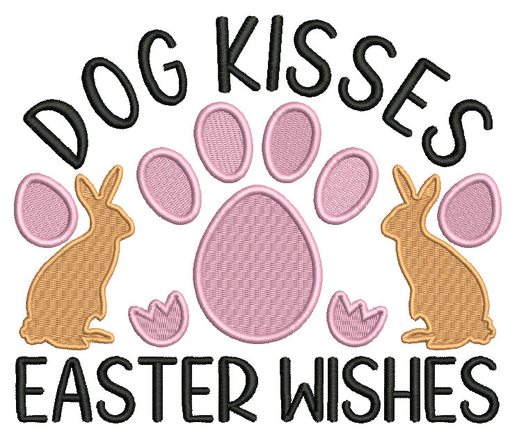 Dog Kisses Easter Wishes Two Bunnies Easter Filled Machine Embroidery Design Digitized Pattern