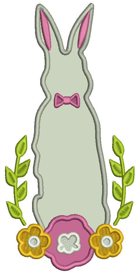 Easter Bunny With Flowers Applique Machine Embroidery Design Digitized Pattern