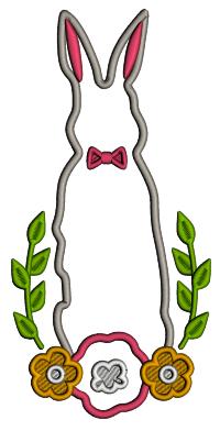Easter Bunny With Flowers Applique Machine Embroidery Design Digitized Pattern