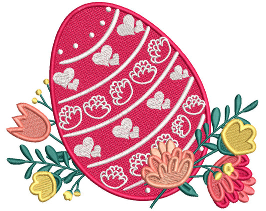 Easter Egg With Flowers Filled Machine Embroidery Design Digitized Pattern
