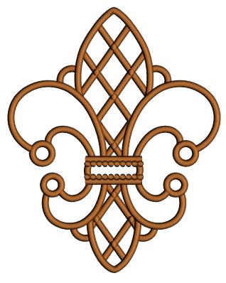 Fleur-De-Lis WIth Stained Glass Pattern Mardi Gras Applique Machine Embroidery Design Digitized Pattern