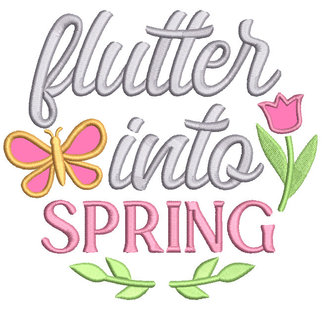 Flutter Into Spring Butterfly Applique Machine Embroidery Design Digitized Pattern