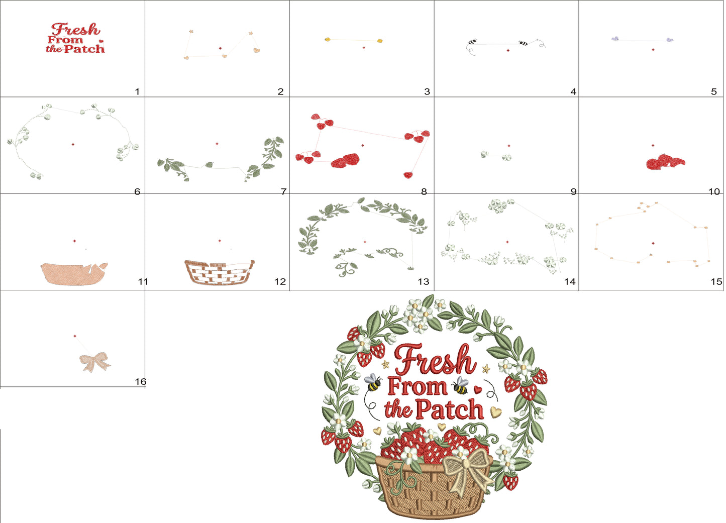 Strawberries Fresh From Tea Patch Filled Machine Embroidery Design Digitized Pattern