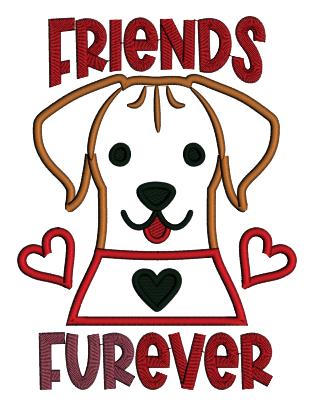 Friends Forever Cute Puppy Dog Valentine's Day Love Applique Machine Embroidery Design Digitized Pattern
