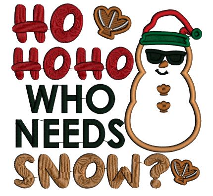 HO HOHO Who Needs Snow Christmas Applique Machine Embroidery Design Digitized Pattern