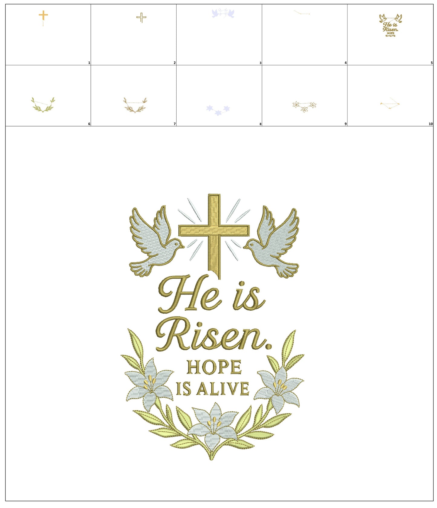 He Is Risen, Hope Is Alive Easter Religious Filled Machine Embroidery Design Digitized Pattern
