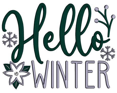 Hello Winter Snowflakes Christmas Applique Machine Embroidery Design Digitized Pattern