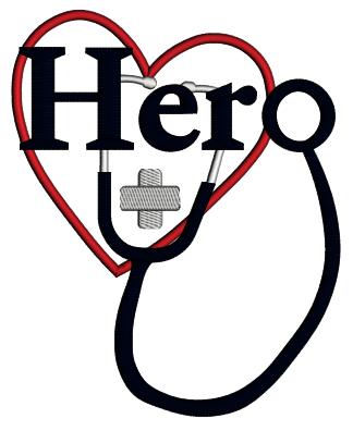 Hero Heart Medical Worker Applique Machine Embroidery Design Digitized Pattern