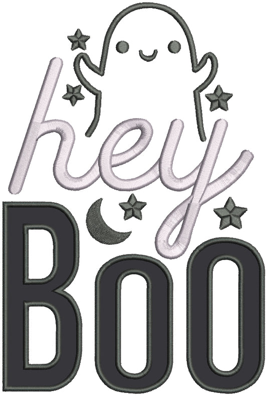 Hey Boo Ghost Applique Machine Embroidery Design Digitized Pattern