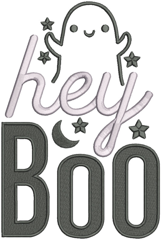 Hey Boo Ghost Filled Machine Embroidery Design Digitized Pattern