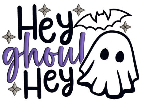 Hey Ghoul Hey Halloween Applique Machine Embroidery Design Digitized Pattern