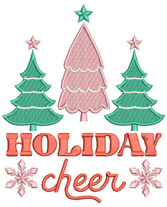 Holiday Cheer Three Christmas Trees Christmas Filled Machine Embroidery Design Digitized Pattern