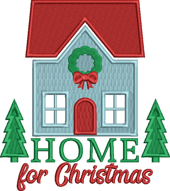Home For Christmas Big House Filled Machine Embroidery Design Digitized Pattern