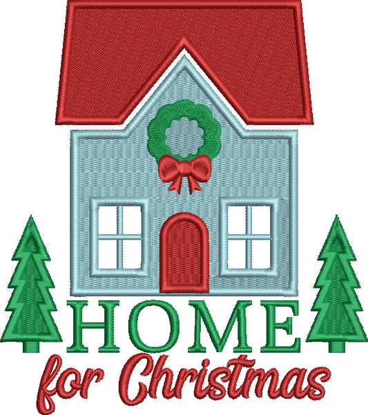 Home For Christmas Big House Filled Machine Embroidery Design Digitized Pattern