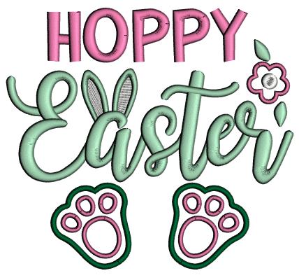 Hoppy Easter Bunny Paws Applique Machine Embroidery Design Digitized Pattern