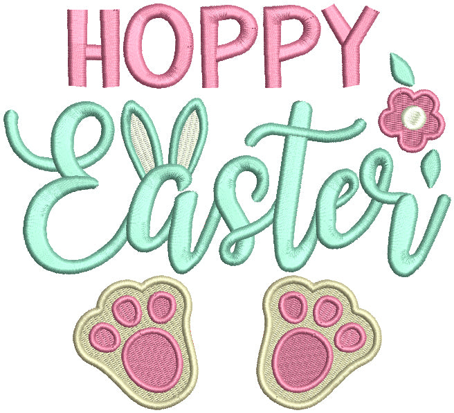 Hoppy Easter Bunny Paws Filled Machine Embroidery Design Digitized Pattern