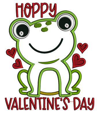 Hoppy Valentine's Day Cute Frog With Hearts Applique Machine Embroidery Design Digitized Pattern