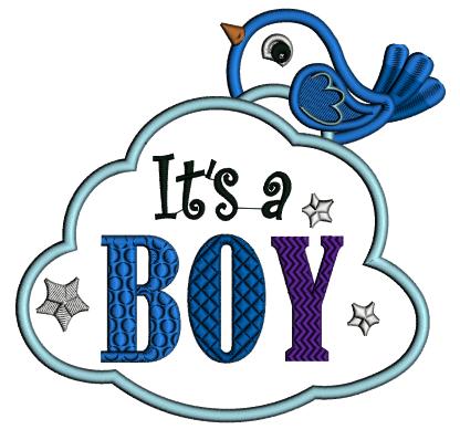 It's a Boy Little Bird Baby Applique Machine Embroidery Design Digitized Pattern