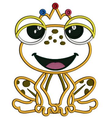 King Frog Applique Machine Embroidery Design Digitized Pattern