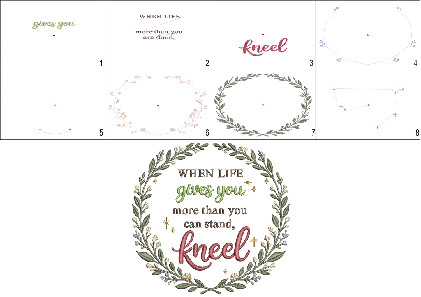 When Life Gives You More Than You Can Stand, Kneel Religious Filled Machine Embroidery Design Digitized Pattern