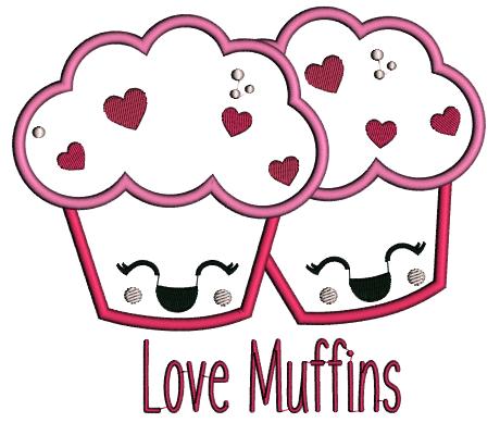 Love Muffins Valentine's Day Applique Machine Embroidery Design Digitized Pattern
