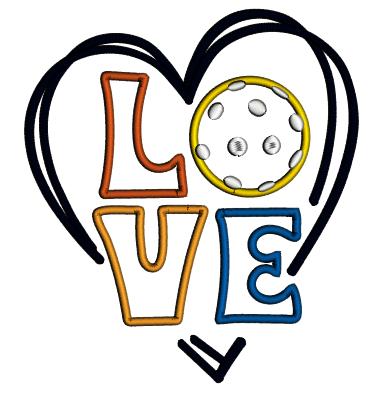 Love Pickleball Applique Machine Embroidery Design Digitized Pattern