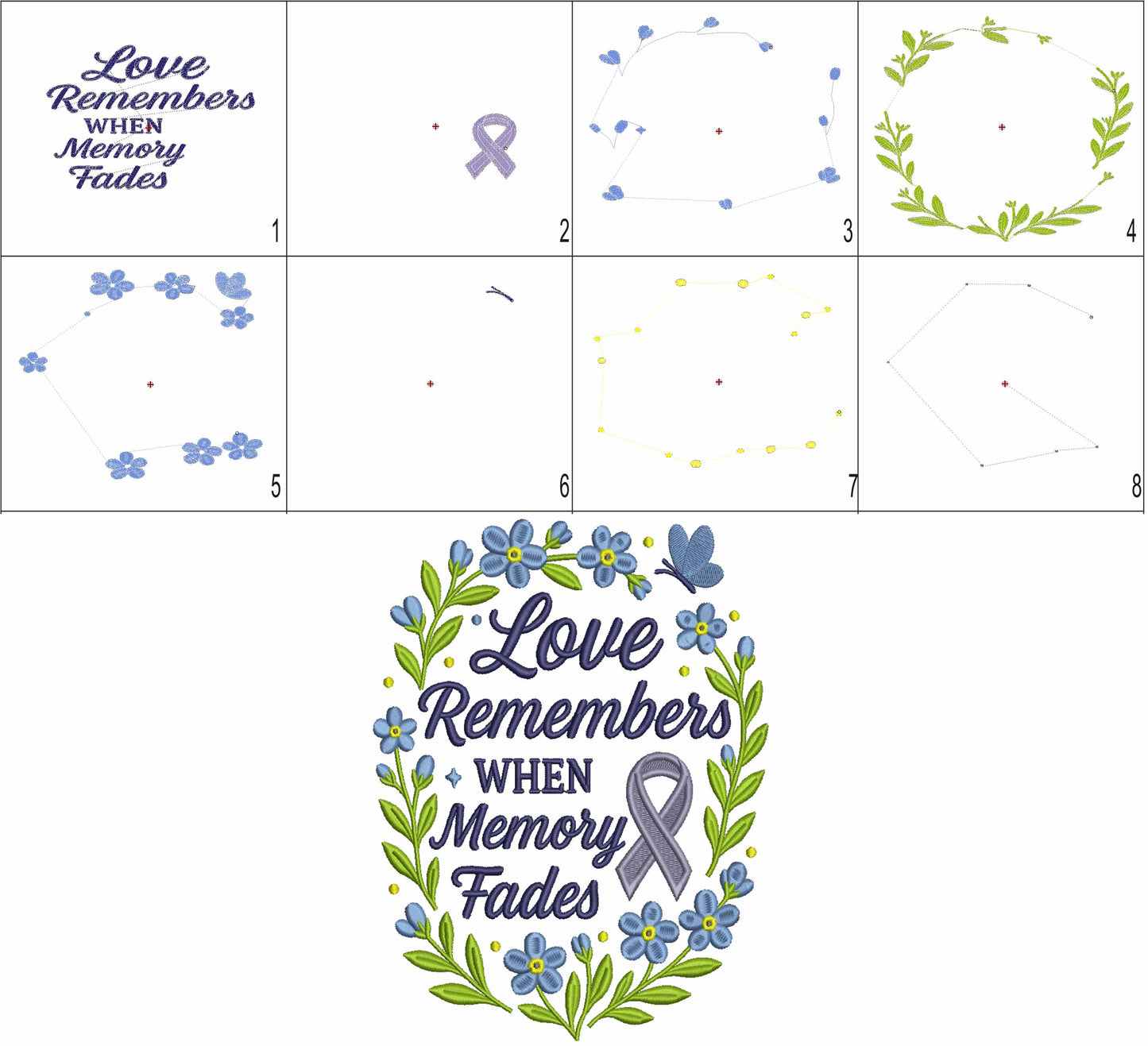 Love Remembers When Memory Fades Filled Machine Embroidery Design Digitized Pattern