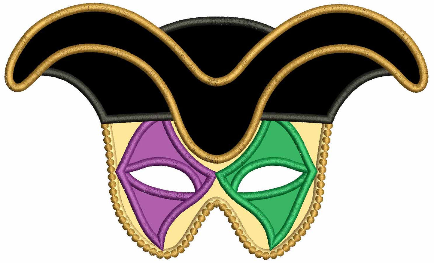 Mardi Gras Jester Mask Filled Machine Embroidery Design Digitized Pattern